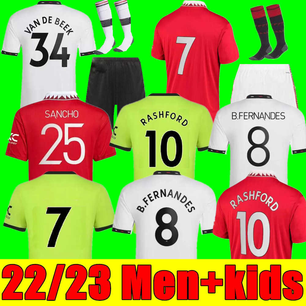 

New 22 23 adult Man Men kids kit soccer jersey 2022 2023 SANCHO CAVANI UTD VAN DE BEEK MANCHESTER B. FERNANDES RASHFORD UNITEDS LINGARD, 22/23 adult home+league patch