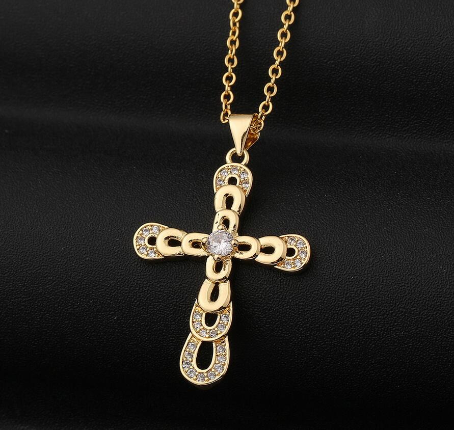 

Designer Jewelry Vintage Double Crosses Pendant necklace Micro inlays diamonds cross Men Women S925 Silver Chain High quality Necklaces new designed 010