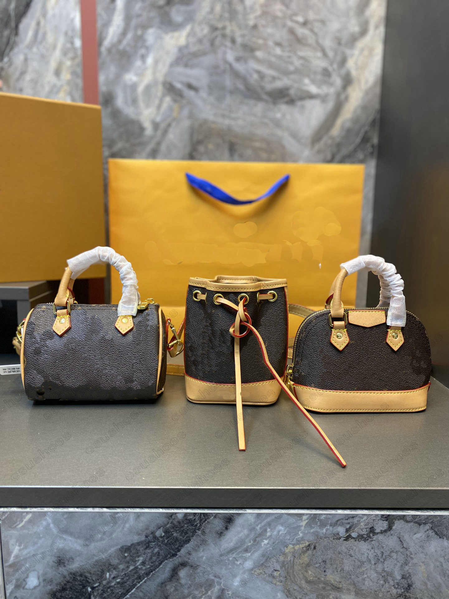 

M81081 3 In 1 Trio Mini Icones Womens Alma BB Bag Speedy Three-piece Sets Neonoe Phone Purse Designer Handbags Totes 22ss Women Luxury Shoulder Crossbody Bags Wallets, No bag