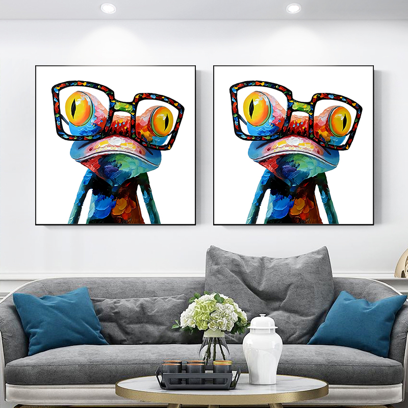 

Canvas Art Paintings Modern Animals Wall Posters And Prints Frog with Glasses Pictures For Living Room Cuadros Decoration