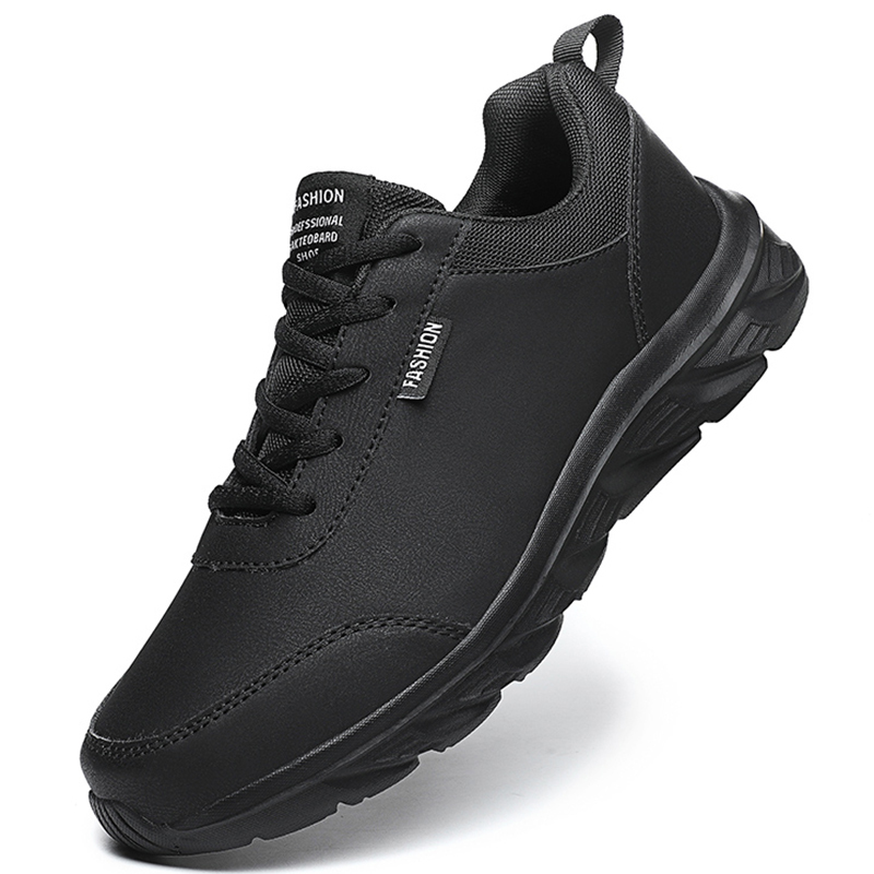 

Men s Sneakers Fashion Leather Running Shoes Outdoor Jogging Training High Quality Comfortable 220813, Allblack