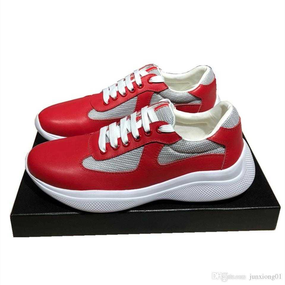 

2021 Men Fashion America's Cup Luxury Designer Sneakers Patent Leather and Nylon Outdoor Leisure mens shoe