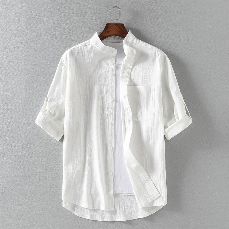 

Men's Casual Shirts Men's Shirt Tropical Summer Short-sleeved Clothing Loose And Breathable Cotton Linen Cropped SleevesMen's Men'sMen's, Black