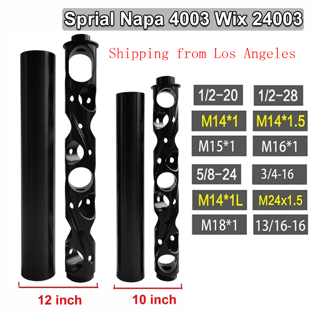 

6 Models New Spiral Fuel Filter Solvent Trap 1/2-20 1/2-28 5/8-24 M14X1/1.5/1L M24X1.5 M15X1 M16X1 m18X1 3/4-16 13/16-16 for Napa 4003 Wix 24003 Filter Suppressor