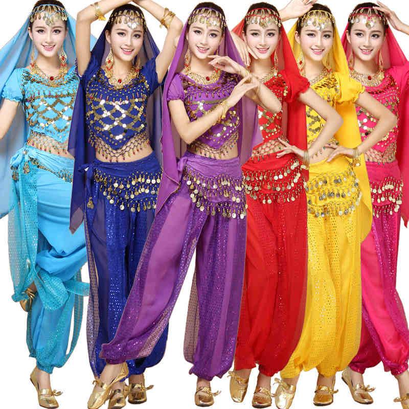 

Stage Wear 4pcs Sets Bra Top Skirt Egypt Belly Dance Costumes Bollywood Dress Bellydance Dancing Gypsy CostumeStage StageStage, Blue