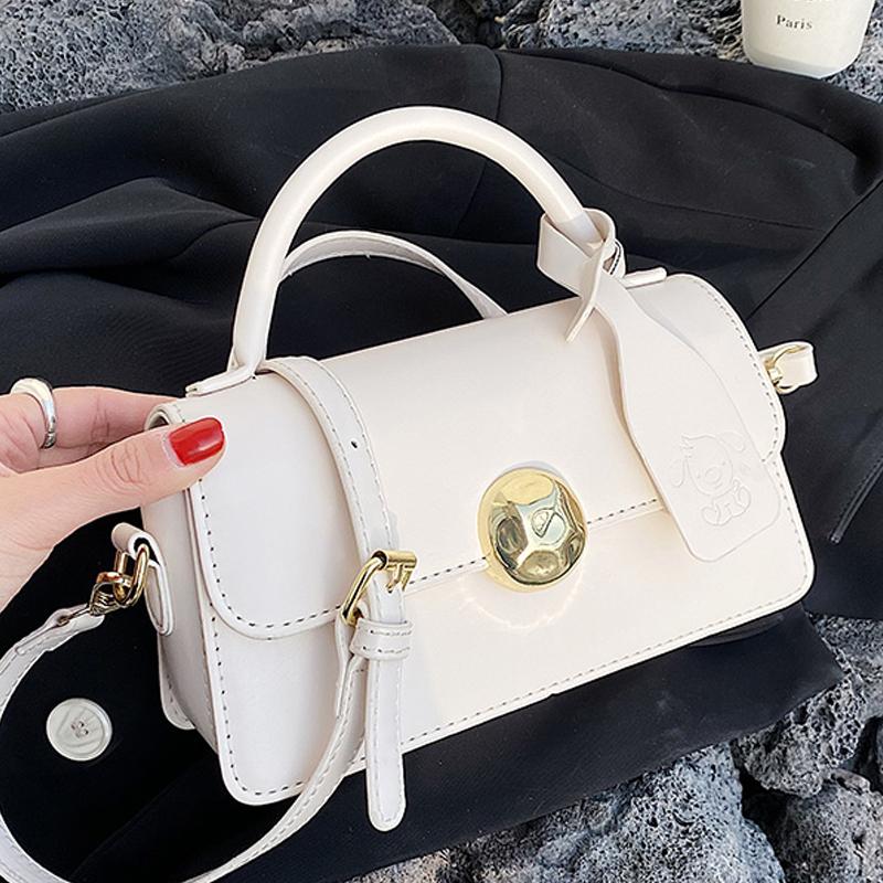 

Evening Bags Simple Flip Flap Women Shoulder Bag Ladies Lock Buckle Designer High Quality Leather Solid Color Crossbody Small Square, Beige