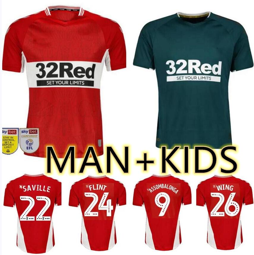 2021 2022 Jerseys de football Middlesbrough Ashley Michael Fletcher Flint Wing Assombalonga Akpom 21 22 Home Red Away Blue Men Kits Kits Sock Ful