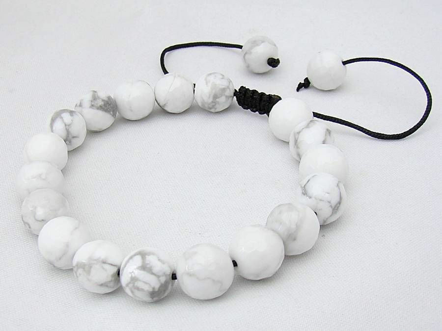 

Gemstone Shamballa Bracelet all 10mm WHITE Turquoise Stone Round Beads