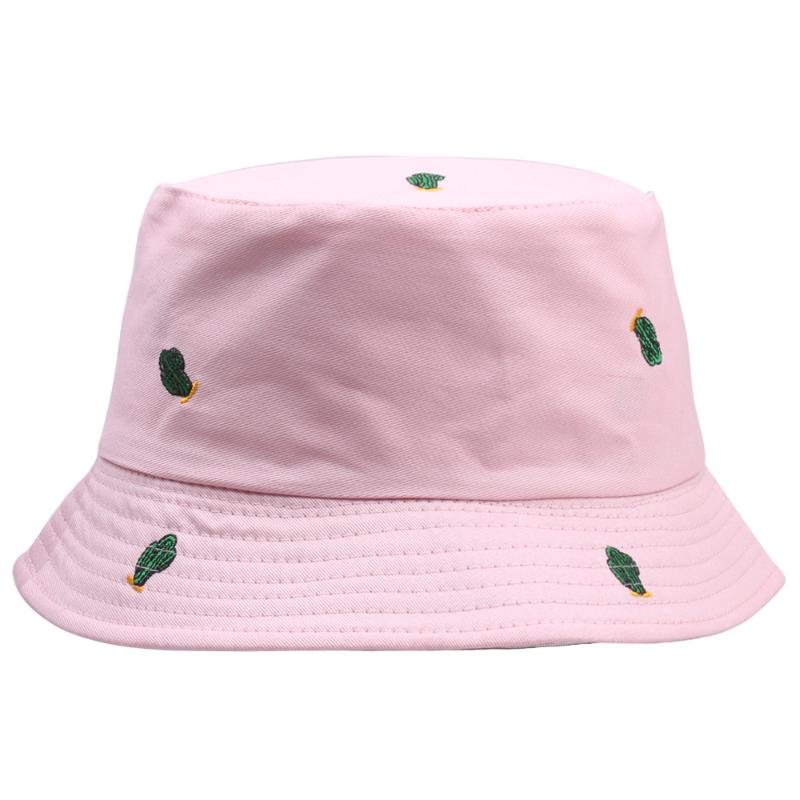 

Berets Embroidered Green Cactus Bucket Hats Women Boonie UV Protection Caps Fisherman Sunscreen Beach For Travel Summer, White