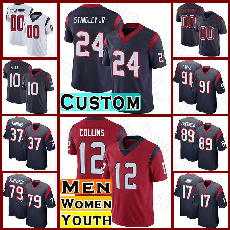 

24 Derek Stingley Jr Football Kenyon Green Davis Mills Jerseys Roy Lopez Jimmy Morrissey Marlon Mack Jalen Camp Nico Collins Texans Tavierre Thomas Rex Burkhead, Custom men (d z r)