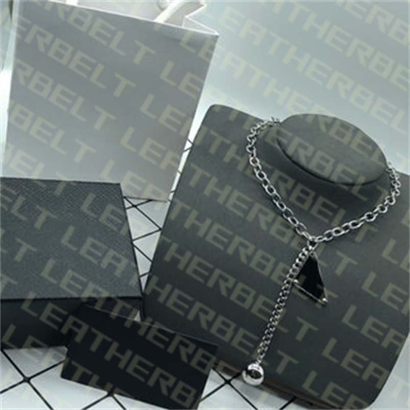 

Triangle Badge Necklace Ball Pendant Street Trendy Necklace Simple Silver Plated Jewelry Hip Hop Necklaces