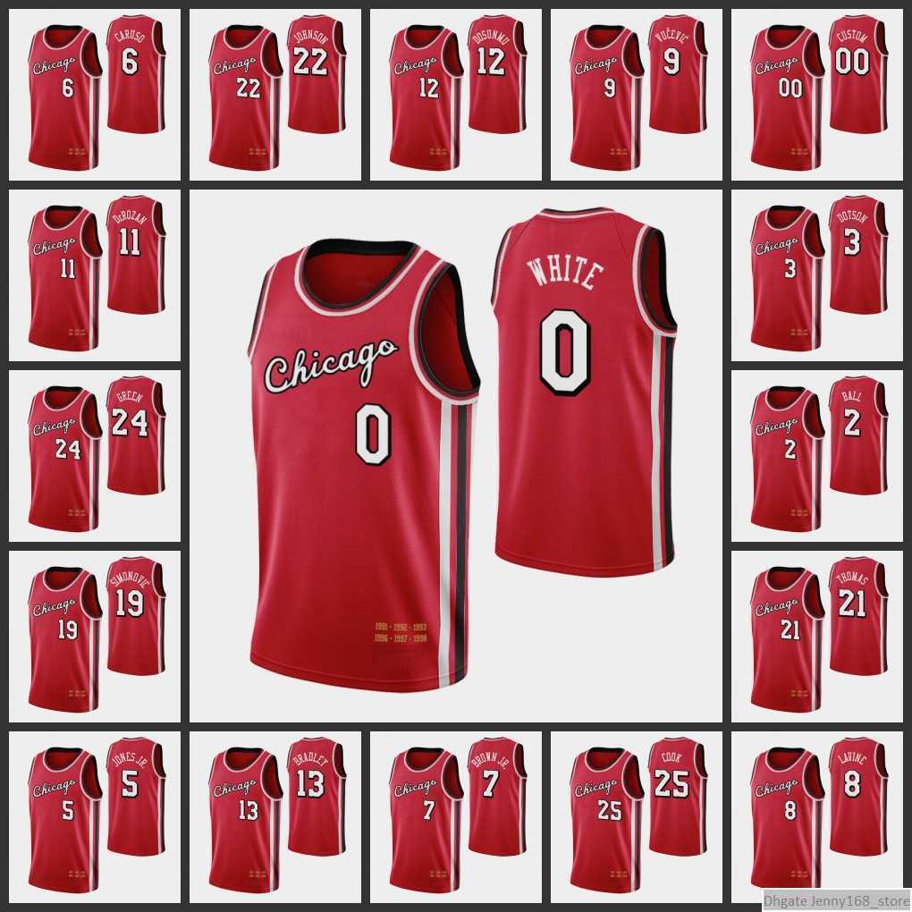 

Screen Print Men Youth Women Lonzo Ball Ayo Alex Dosunmu Caruso Zach LaVine DeMar DeRozan Coby White Red 75th Diamond Custom Jersey