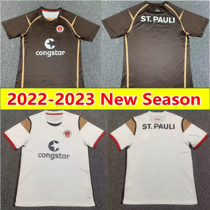 

St Pauli soccer Jersey 22 23 HOME AWAY THIRD Gray red white 2022 2023 men's t-shirt, 21/22