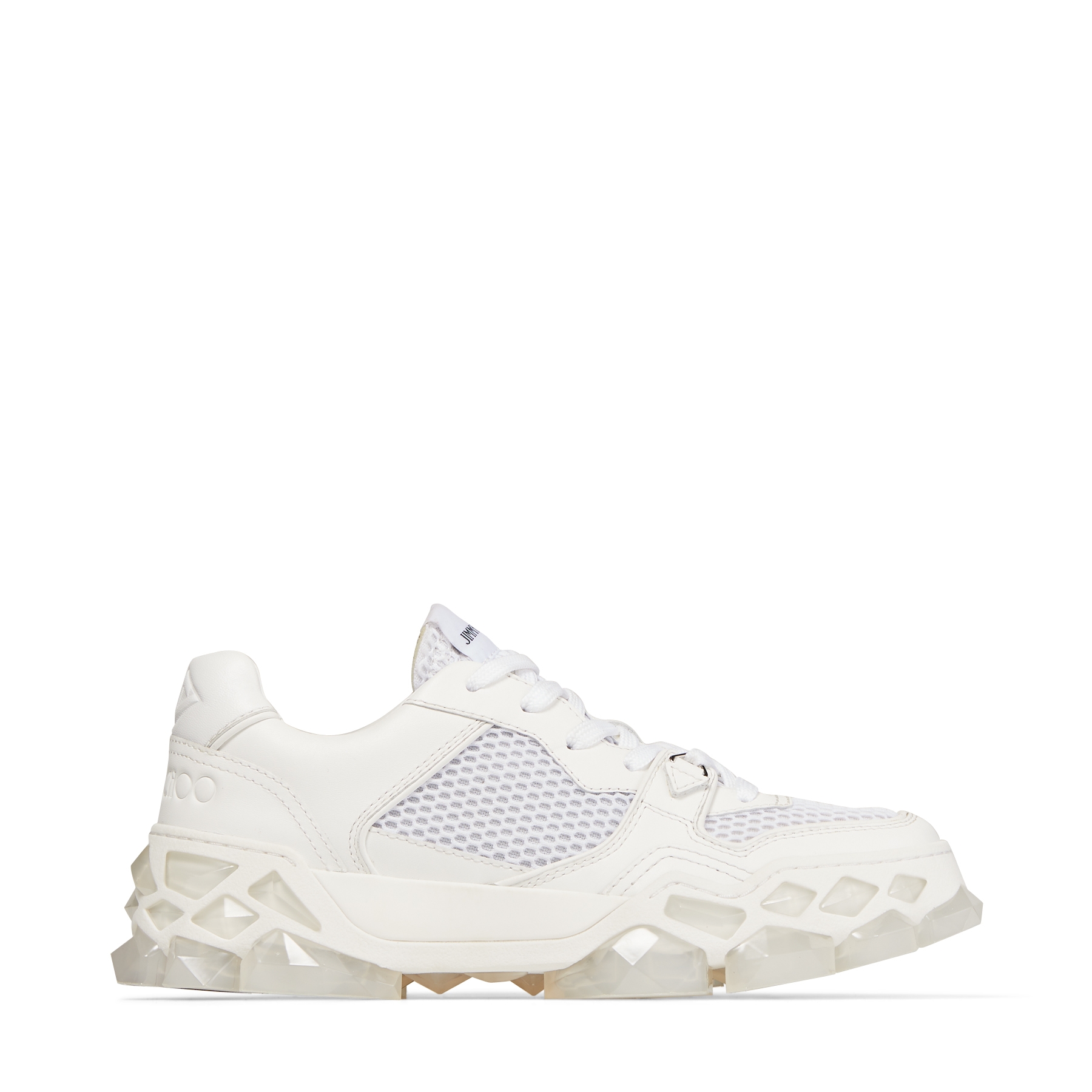 

DIAMOND TRAINERF low top sneakers in white melange calfskin suede and breathable mesh