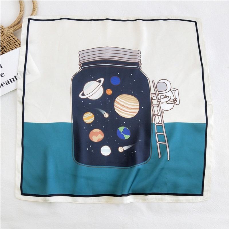 

Scarves Girls Kids Cartoon Small Square Silk Satin Casual Head Neck Decorative Foulard Kerchief Female Bandana Shawl AcessoriesScarves