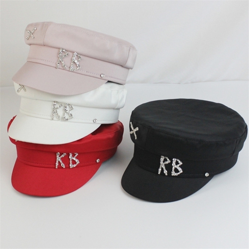 

Women Hat Diamond Navy Thin Satin Lady Spring Autumn Silk Flat Cap Beret Octagonal Blingbling 220507, Pink
