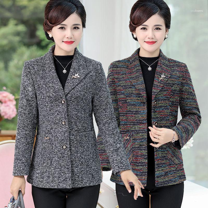 

Middle-aged Women Spring Autumn Fashion Casual Suit Coats Female Short Mixed Color Blazer Ladies Elegan Long Sleeve Blazers Z42 Women's, Gray