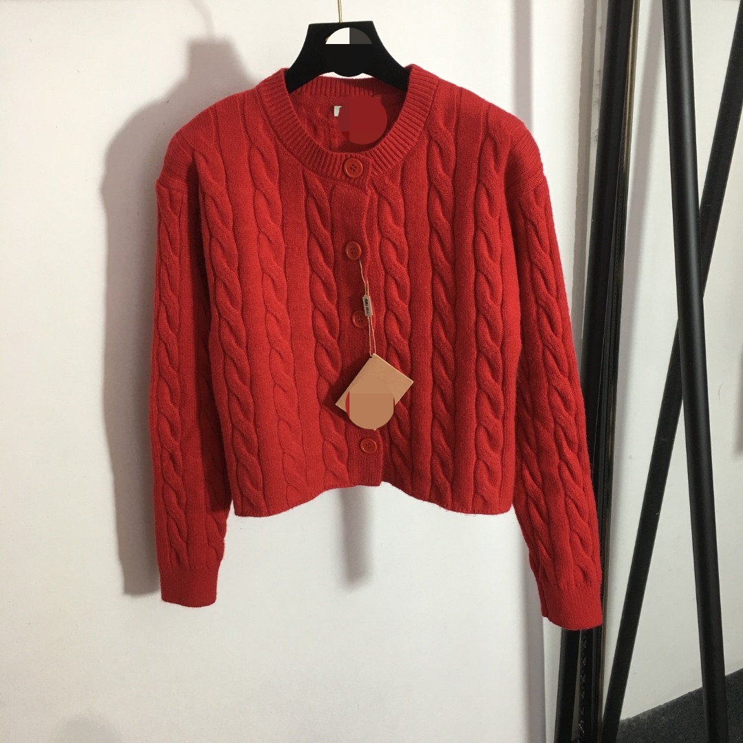 

719 L 2022 Runway Summer Brand Same Style Sweater Crew Neck Red Long Sleeve Striped Women' Sweaters Meiyi