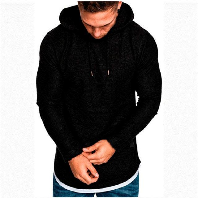 

Men' T Shirts 2023 Fashion Solid Color Men' Hooded Long-sleeved T-shirt Summer Casual Sports