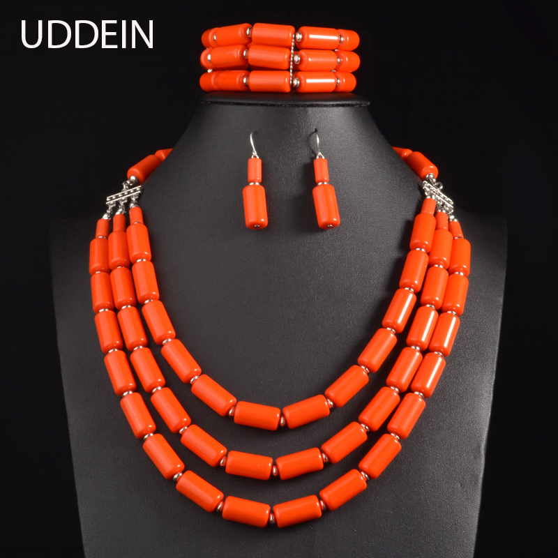 

UDDEIN Nigerian Wedding Indian Jewelry Sets Bib Beads Necklace Earring Bracelet Sets Statement Collar African Beads Jewelry Set 220813