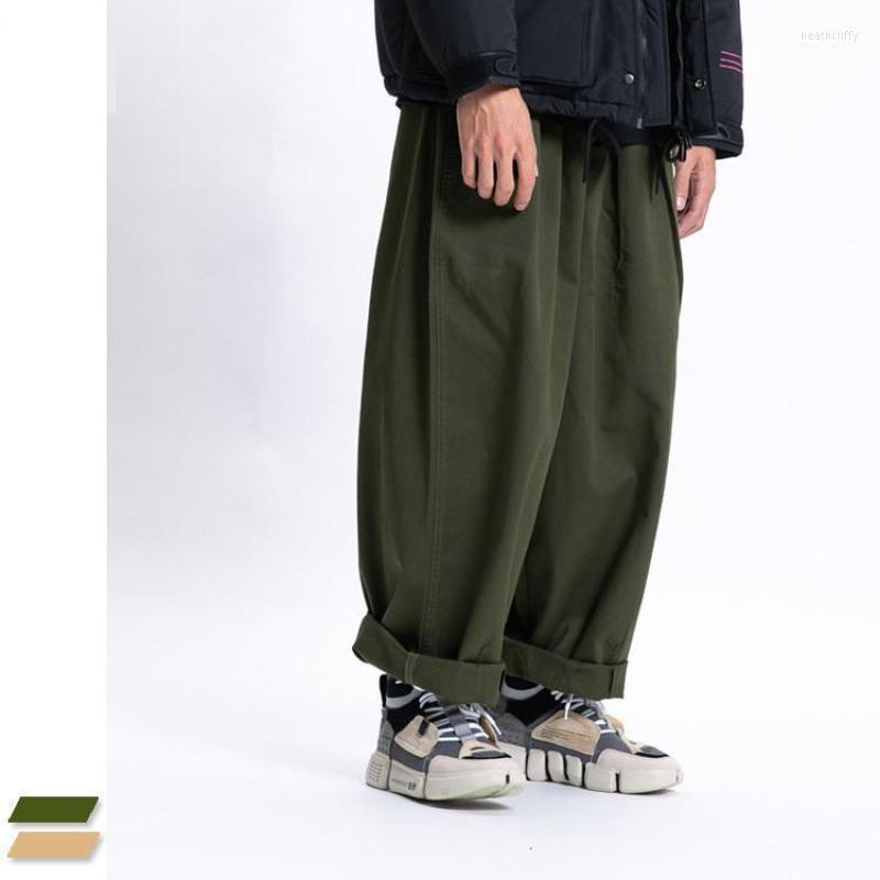 

Men' Pants Spring Super Fire Daddy Wide-leg Loose Oversized Men And Women Solid Color Japanese Style Overalls Casual PantsMen' Heat22, Army green