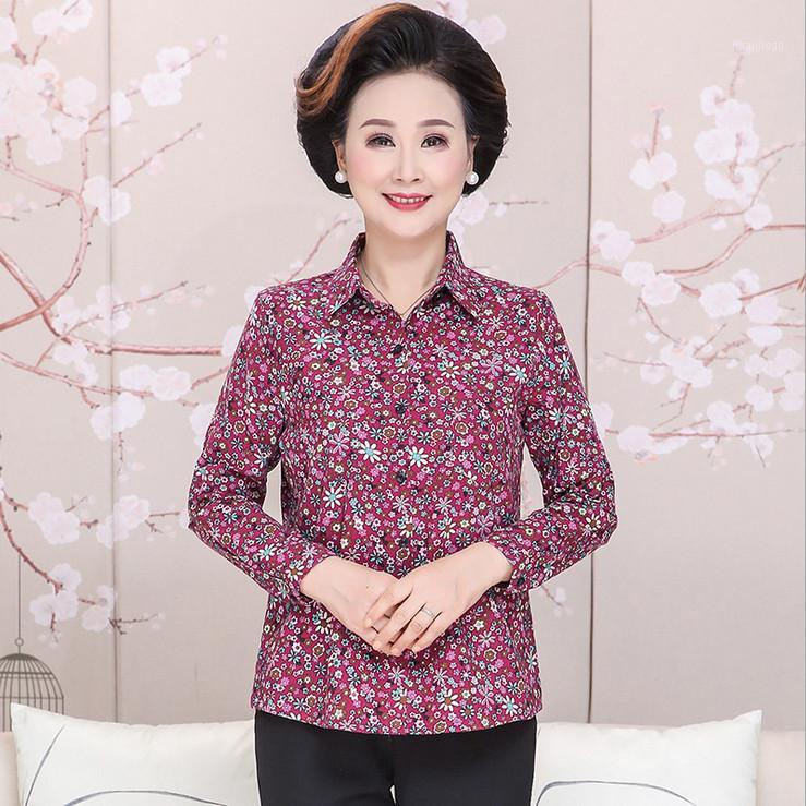 

Women's Blouses & Shirts Printed Floral Shirt Casual Plus Size Women Blouse 2022 Spring Autumn Middle Age Mother Cotton Long Sleeve Tops, 6 1795-832 hx