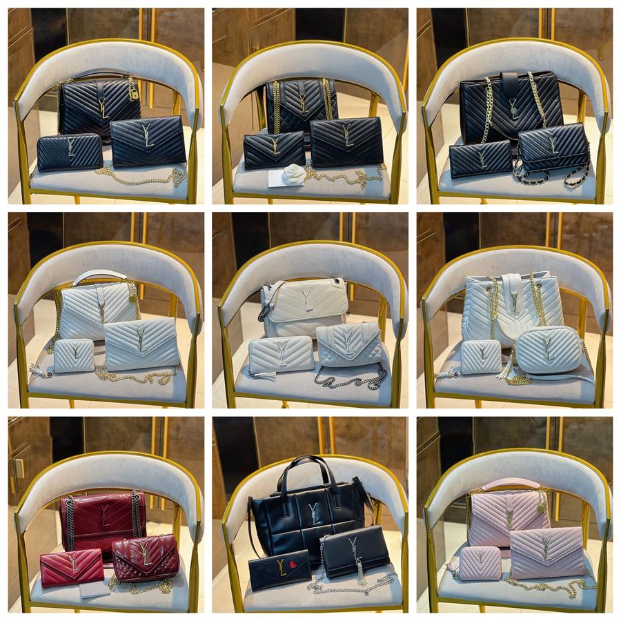 

Designer Three-piece bag Totes Luxury Brand Purse Single Zipper Wallets Women HandBags Tote Real Leather Bags Lady Plaid Purses Duffle Luggage by dq01 004, #box