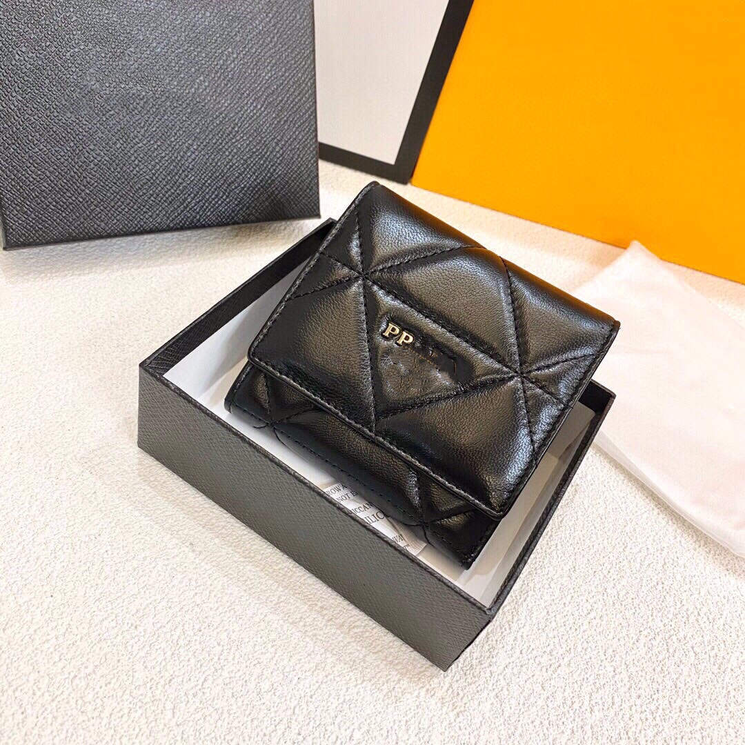 

new fashion Card Holders caviar woman mini wallet Designer pure color genuine leather Pebble texture luxury Black wallet with box cowhide