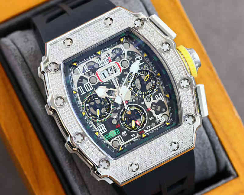 

Luxury watch Date Business Sky Star Full Automatic Richa Milless Mechanical Watch Fashion Trend Fine Steel Luminous Rubber Wine Barrel Mens, Silver8