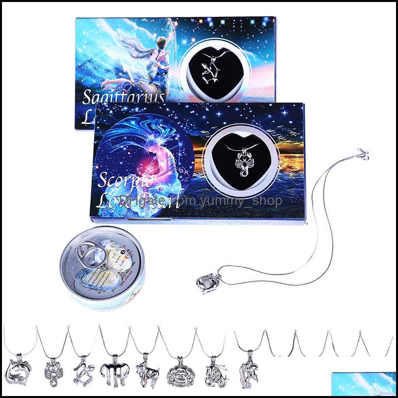 

Pendant Necklaces Pendants Jewelry 12 Constellations Pearl Necklace Sets Love Freshwater Oysters Zodia Kits For Women Gift Box Fashion Set