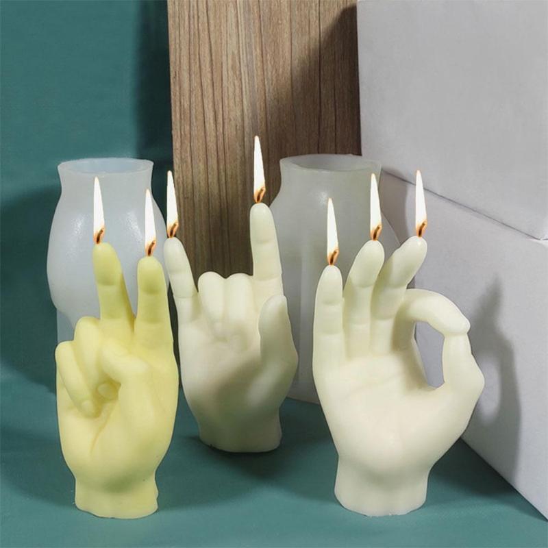 

Craft Tools Silicone Candle Molds Gesture Finger Mould Creative Perfume 3D Making Kit For Cake Home Decoration O7L2