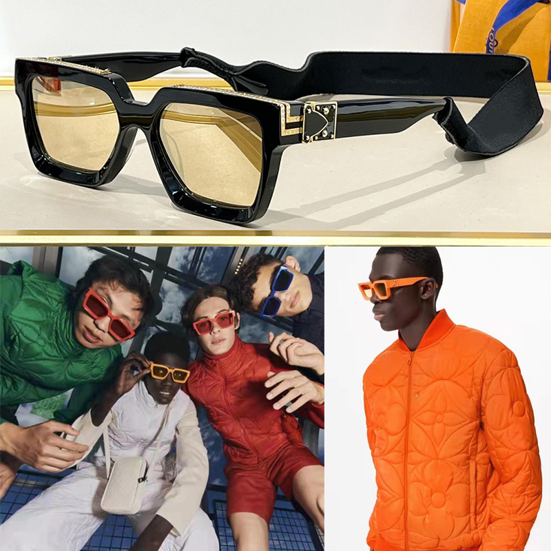 Mens Womens MILLIONAIRES Sunglasses Official Popular Style 96006 Square Frame 1165 Holiday Party Catwalk Style with Original Box and Glasses Stra
