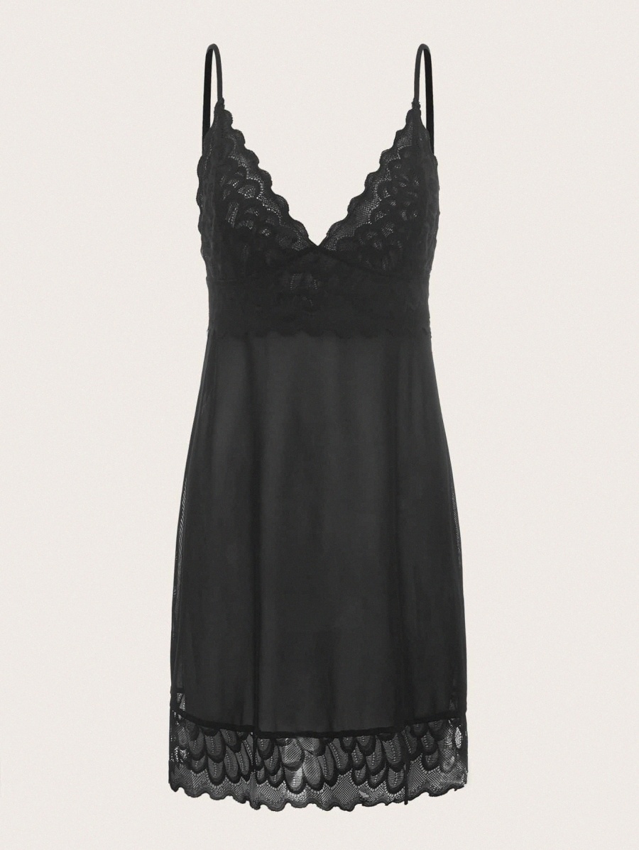 

lace Scallop Edge Cami Dress V2pH#, Black