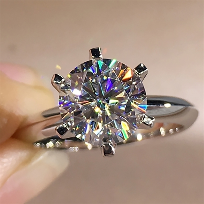 14K or blanc femmes bague diamants 1 2 3 4 5 carats rond classique fête de mariage fiançailles anniversaire bague à la mode 220816