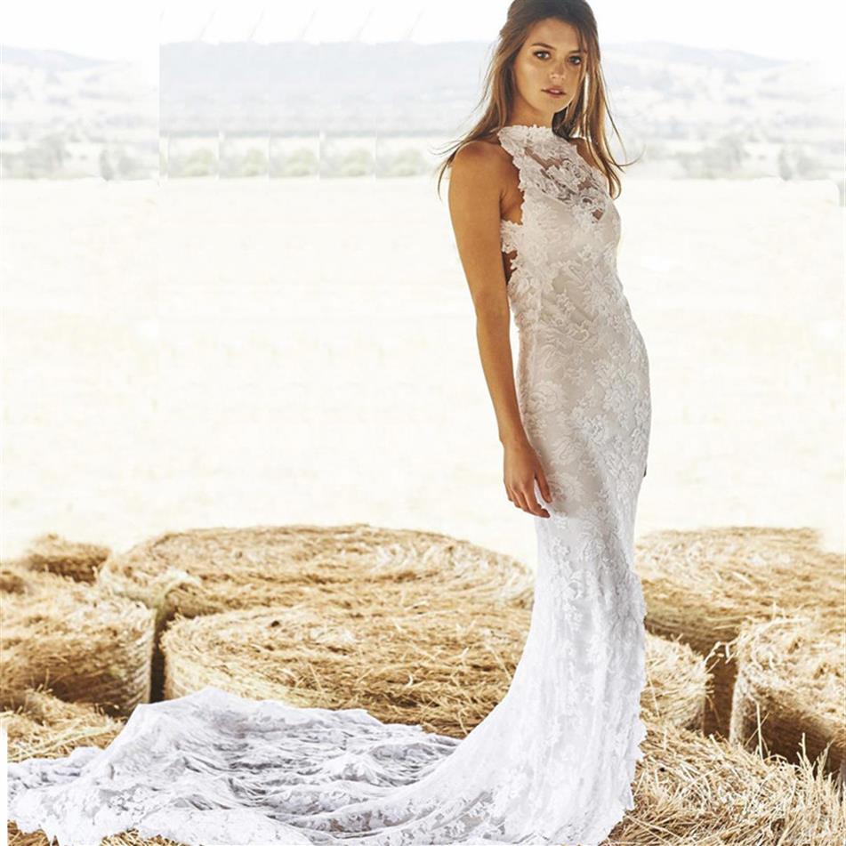 

Front Split High Low Style Backless Boho Beach Lace Backless Hollow Vintage Chapel Train Wedding Dress Bridal Gowns Short Front Lo277E, Orange