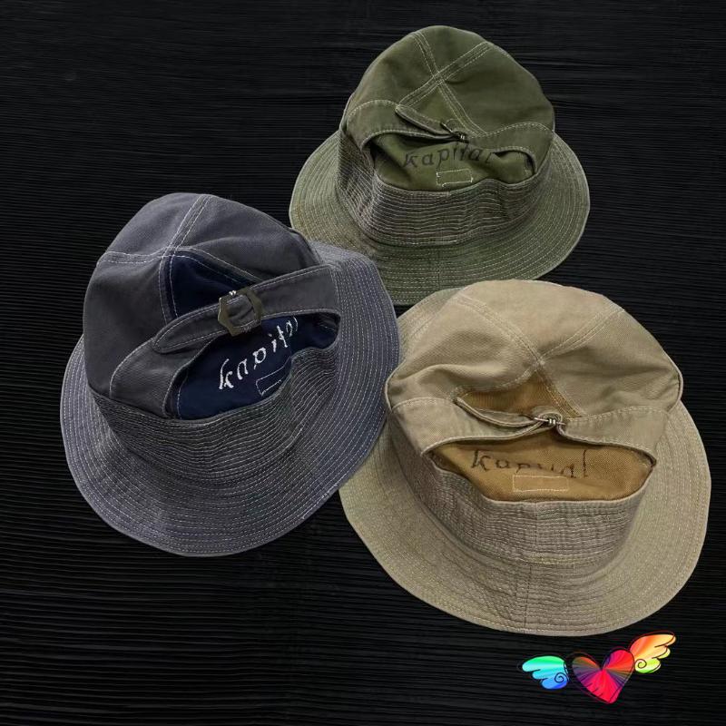 

Berets Canvas KAPITAL Bucket Hats Men Women High Quality Solid Vintage Caps Top Logo Adjustable Wash Make Old, Red