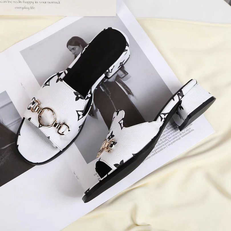 

TopSelling wholesale Classic luxury women's 3.5cm heel sandals Famous brand Designer fashion Top Quality summer shoes for women Paris casual loafers for girl, Box