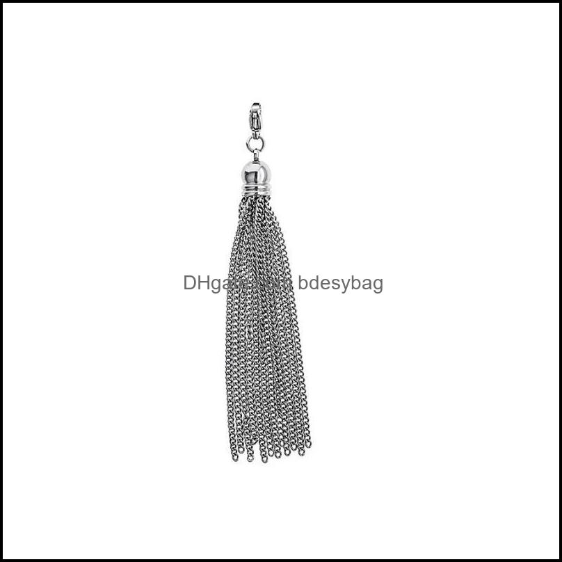 

Keychains Fashion Accessories 10Pcs Tassel Dangle Sier Stainless Steel Chains Diy Fit Drop Earrings Necklace C Dhun6