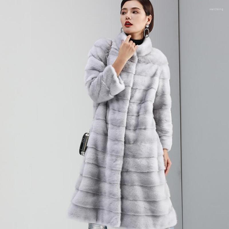 

Women's Fur & Faux Brand Famous Luxury Super Winter Natural Mink Coats Warm Down Jacket 2022, Blue