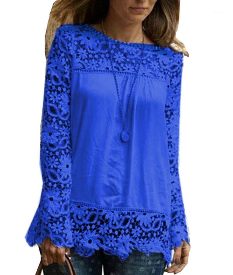 

Plus Size Tops Spring Summer White Blouses Women Shirts Lace Blouse Chiffon Patchwork Loose Shirt Camisa Blusas Feminina Women's &