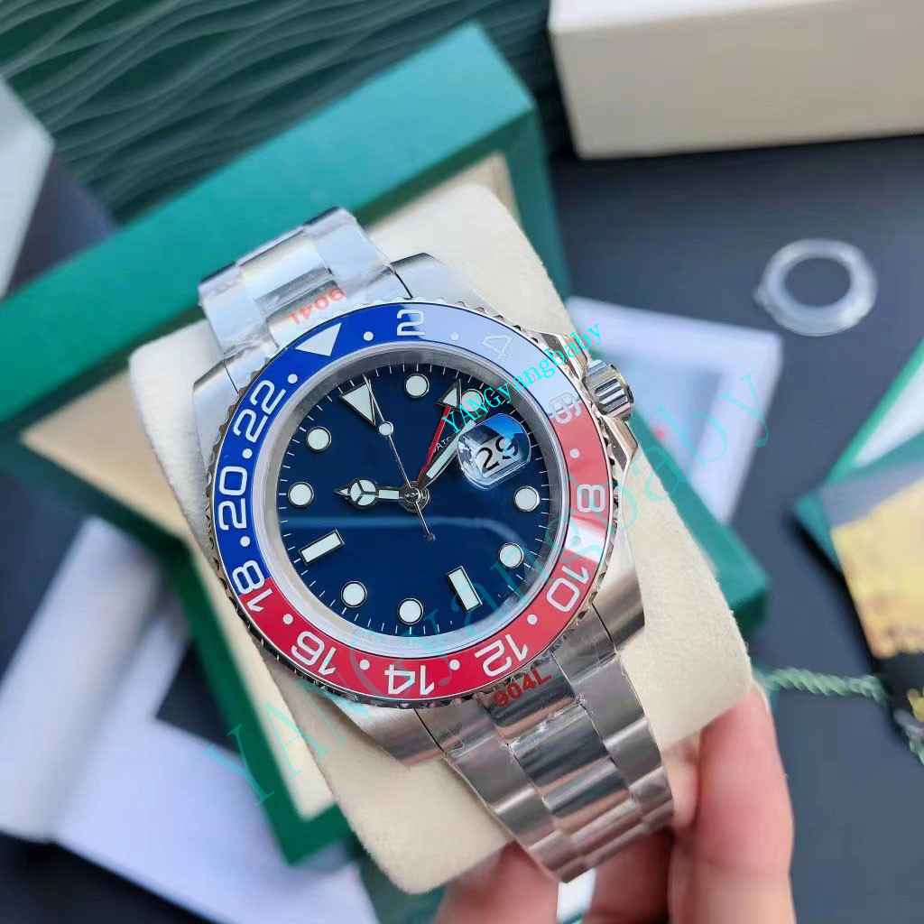 

Fashion diving waterproof watches A brand-new V5 BQ GMT Work Pepsi Blue Dial Mechanical Japan Automatic Men's Watch 904 Steel Wristwatch Original buckle 14 style