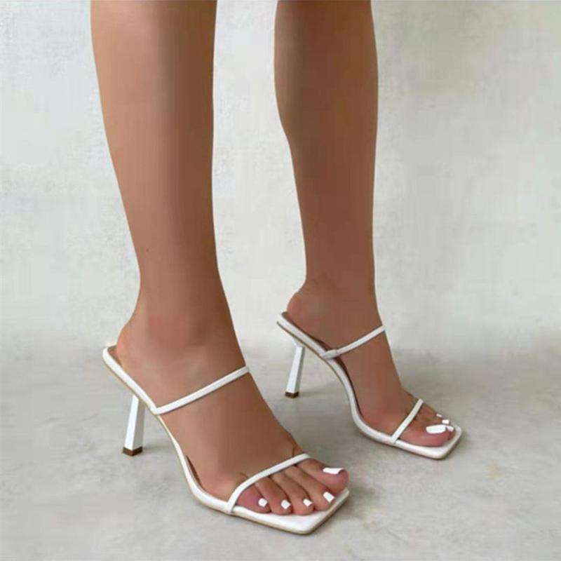 

Sandals Fashion Square Toe High Heel Shoes Roman Women's Beach Slippers, Black