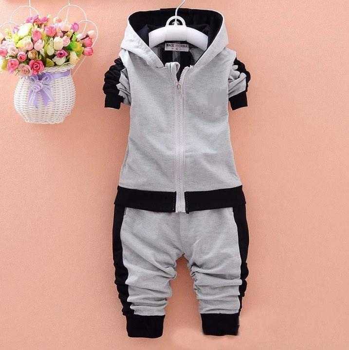 

Newborn Suits New Spring Fashion Baby Boys Girls Brand Suits Children Sports Jacket Pants 2pcs sets Children Tracksuits, Gray