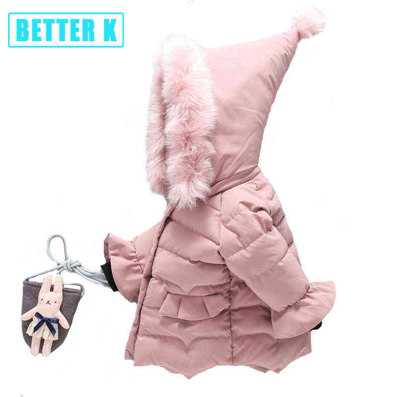 

Girls Jackets Girl Winter Jacket Coat Fur Hooded Parka 0-5Y Children's Clothing Children Outfit Baby Girl Winter Warm Jacket J220718, Grey