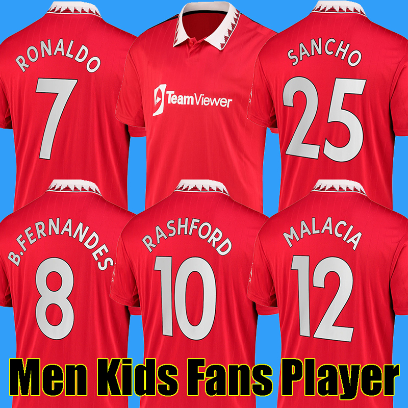 

22 23 MANS UTDS soccer jersey SANCHO VARANE GREENWOOD RASHFORD football shirts 2022 2023 men kids kits B.FERNANDES, Home