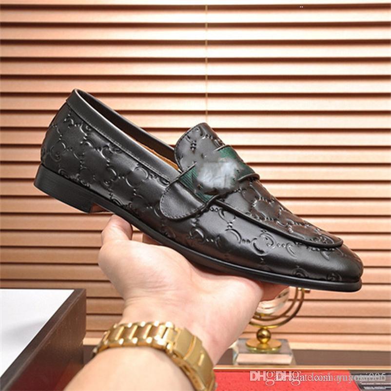 A3 2022 Fashion Men G Loafers Party Wedding Shoes Designer Black Brown White Genuine Leather Dress Shoes For Mens Slip On Flats size 38-45