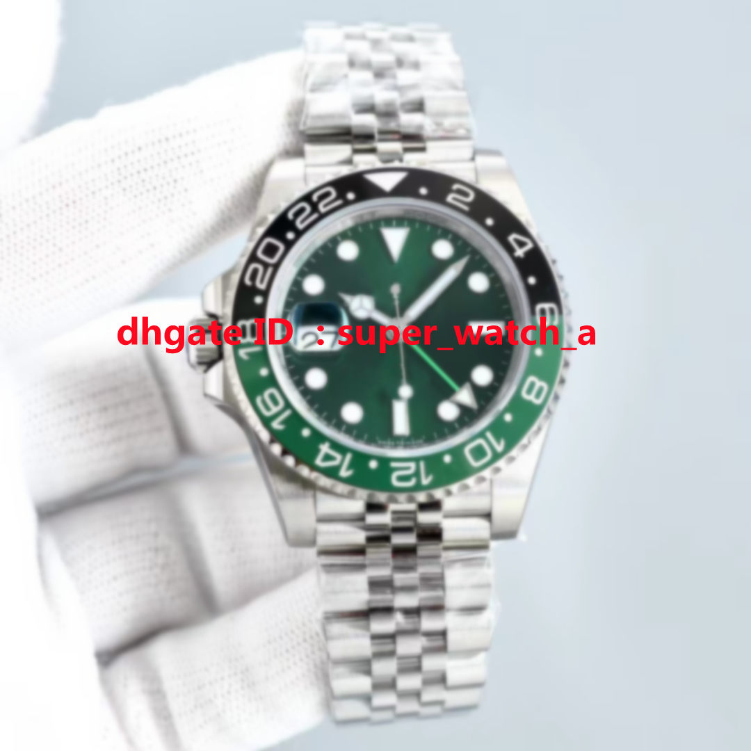 

Top mens watches 2836/3186 automatic movement watches 40mm black green ceramic ring mouth super waterproof 904L, Box
