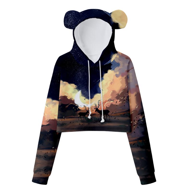 

Men's Hoodies & Sweatshirts Bear Ears Cropped Sweatshirt Women's Sweater Sexy Fashion Hoodie Sportswear Trend 22Men's, 3d