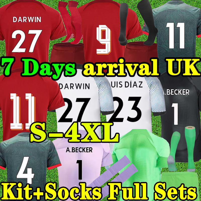 

4XL 22/23 DARWIN ALEXANDER ARNOLD GK soccer jerseys 2021 2022 2023 fans player DIOGO Fabinho Jones A.BECKER ROBERTSON Men kids kit add socks full sets football shirts, 22 23 away