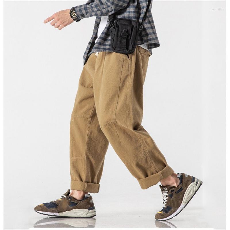 

Men's Pants Japanese Style Cargo Men Casual Straight Solid Color Loose Streetwear Wild Trousers Pantalons Pour HommesMen's Naom22, Khaki